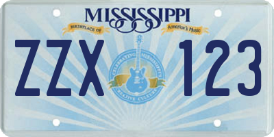 MS license plate ZZX123