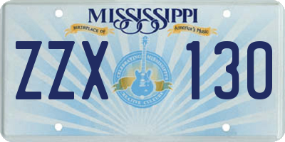 MS license plate ZZX130