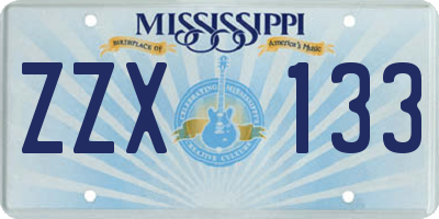 MS license plate ZZX133