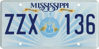 MS license plate ZZX136