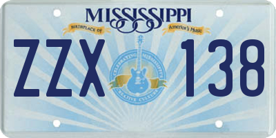 MS license plate ZZX138