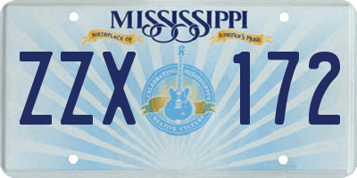 MS license plate ZZX172