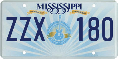MS license plate ZZX180