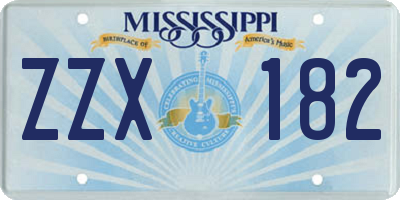 MS license plate ZZX182