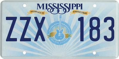 MS license plate ZZX183