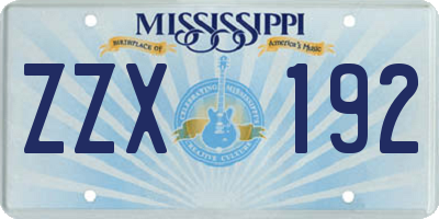 MS license plate ZZX192
