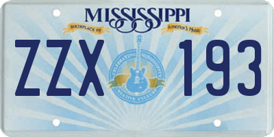 MS license plate ZZX193