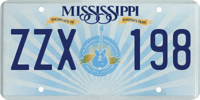 MS license plate ZZX198