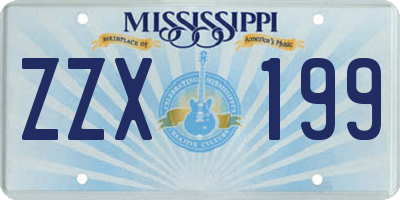 MS license plate ZZX199