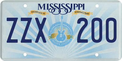 MS license plate ZZX200