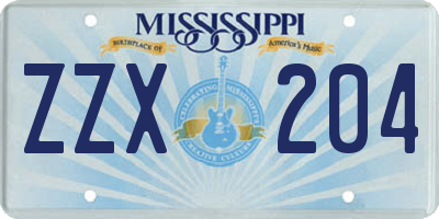 MS license plate ZZX204