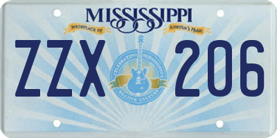 MS license plate ZZX206