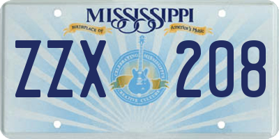 MS license plate ZZX208