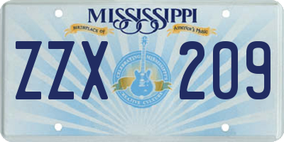 MS license plate ZZX209