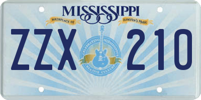 MS license plate ZZX210