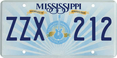 MS license plate ZZX212