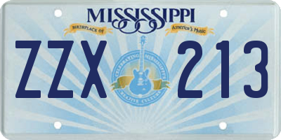 MS license plate ZZX213