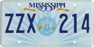 MS license plate ZZX214