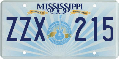 MS license plate ZZX215