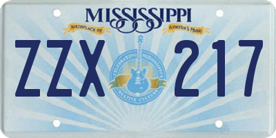 MS license plate ZZX217