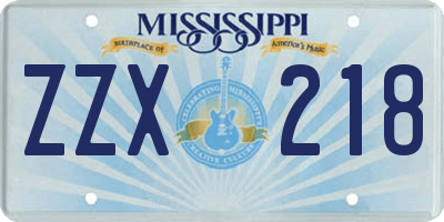 MS license plate ZZX218
