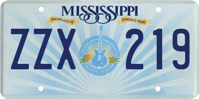 MS license plate ZZX219