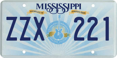 MS license plate ZZX221