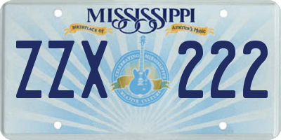 MS license plate ZZX222