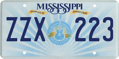 MS license plate ZZX223
