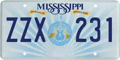 MS license plate ZZX231
