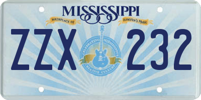MS license plate ZZX232
