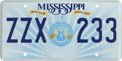 MS license plate ZZX233