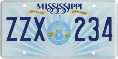 MS license plate ZZX234
