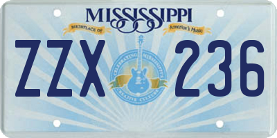 MS license plate ZZX236