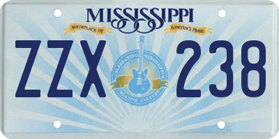 MS license plate ZZX238