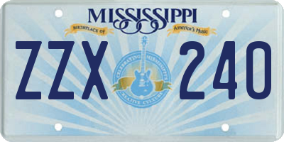 MS license plate ZZX240