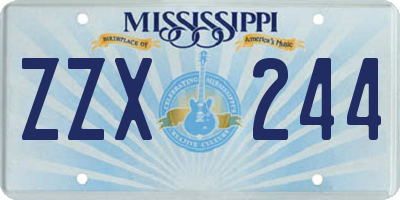 MS license plate ZZX244