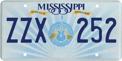 MS license plate ZZX252