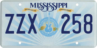 MS license plate ZZX258