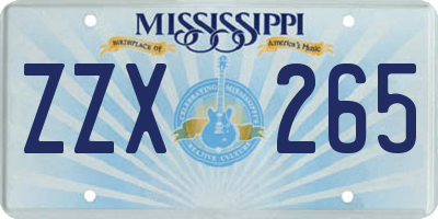 MS license plate ZZX265