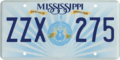 MS license plate ZZX275