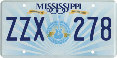 MS license plate ZZX278