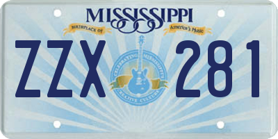 MS license plate ZZX281