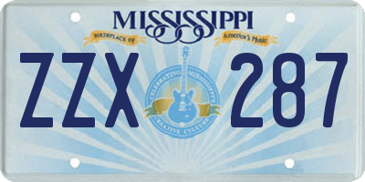 MS license plate ZZX287