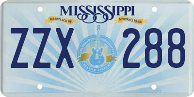 MS license plate ZZX288