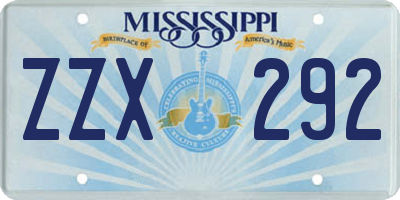 MS license plate ZZX292
