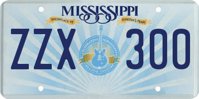 MS license plate ZZX300
