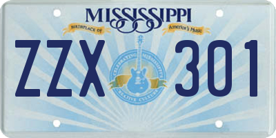 MS license plate ZZX301