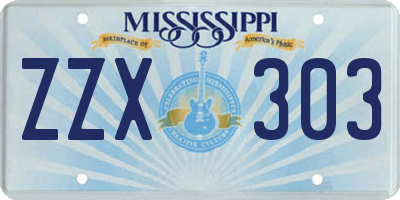 MS license plate ZZX303