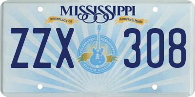 MS license plate ZZX308
